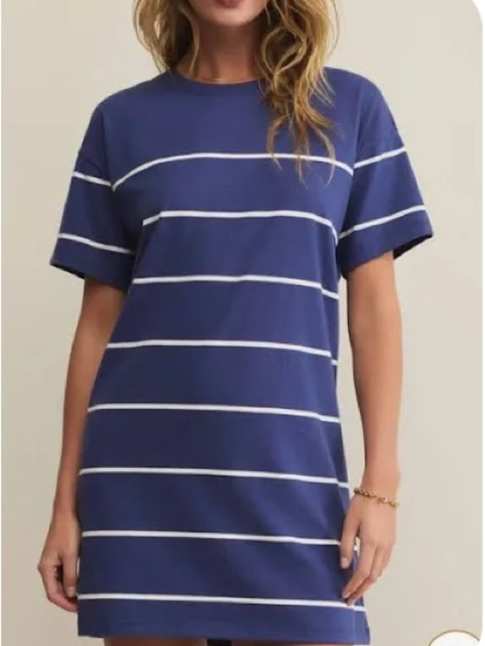 Z Supply Blue & White Short Sleeve Striped Tee Dress